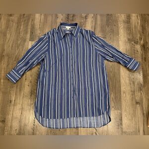 Topshop Blue and White Striped T-Shirt Dress. Women’s Size Large.